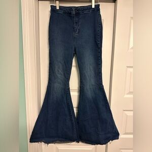 We the Free People Just Float On Flare Stretch Denim Blue Jeans Sz 29 Festival
